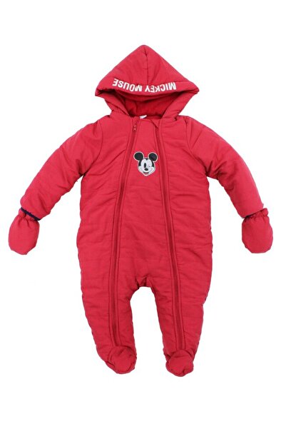 Disney Salopetă de iarnă, poliester, Mickey Mouse, cu mănuși, roșie