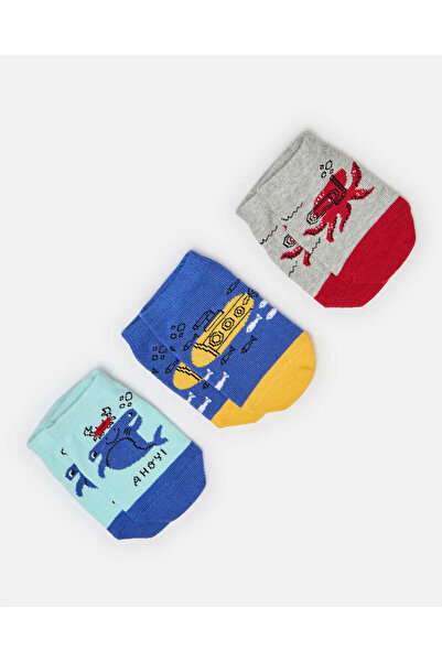 REDTAG Infant Boys Assorted 3 Pairs Ankle Length Socks