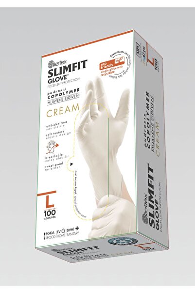 Reflex Slimfit Muayene Eldiveni L Beden – Pudrasız 100’lü Kutu BEYAZ