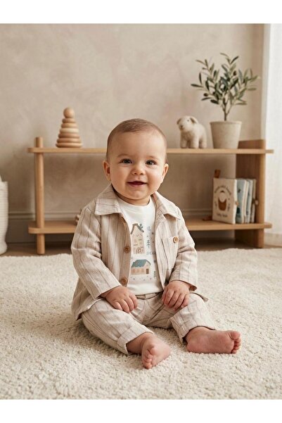 Miniminnakkidswear طقم قميص علوي وسفلي للأولاد 3 قطع من 6 إلى 24 شهرًا