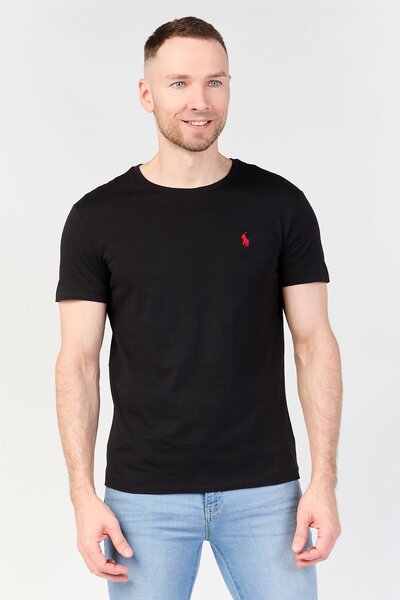 Polo Ralph Lauren Men Crew Neck Short Sleeve Embroidered Logo T-Shirts, Black