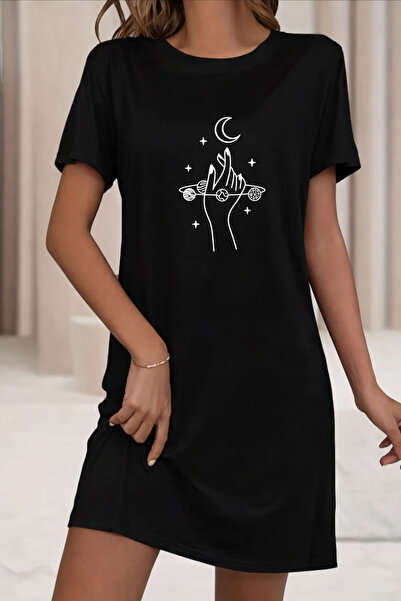 HOFFNUNG Tricou unisex cu mânecă scurtă, guler rotund, cu imprimeu HAND MOON,...