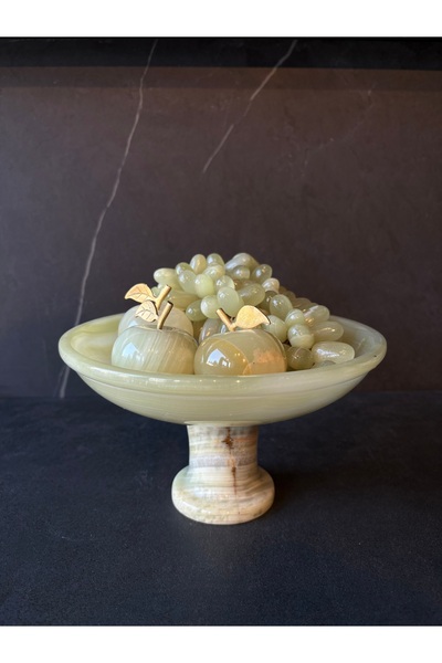 PEARL Pearly Marble Doğal Oniks Mermer Ayaklı Sunum Kasesi | Dekoratif Meyvel...