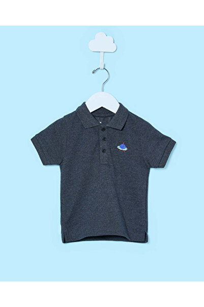 REDTAG Infant Boys Charcoal Polo T-Shirt