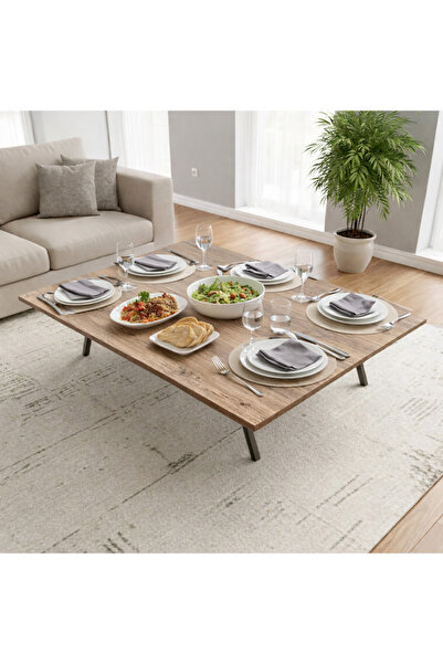 Ratemo Mobilya Ratemo Katlanır Metal Ayaklı Yer Sofrası – Modern Dikdörtgen Ç...