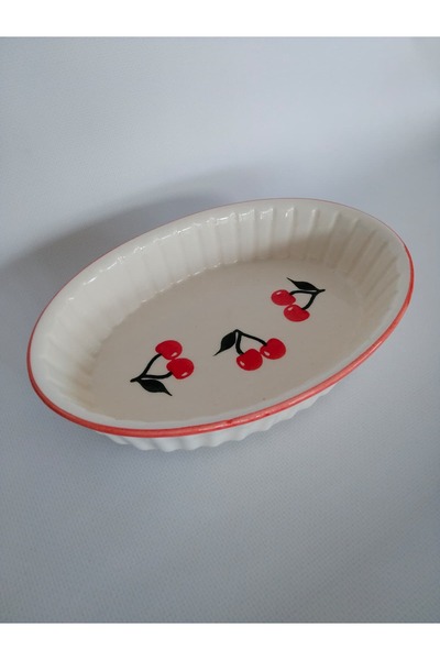 Zümrüdüanka Seramik Kiraz Patterned Ceramic Oven Dish