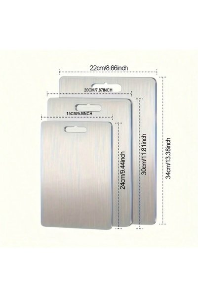 Güneş Krom Dekorasyon Gkd 3-Piece Professional Stainless Steel Cutting Board Set – Durable & Hygienic