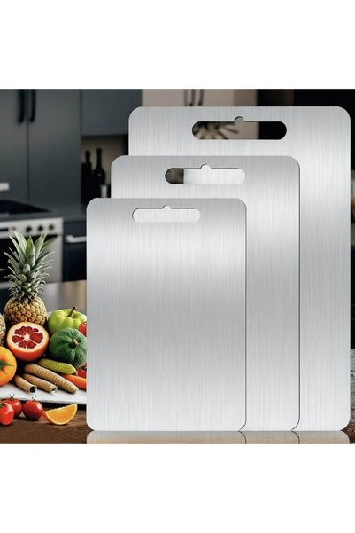 Güneş Krom Dekorasyon Gkd 3-Piece Professional Stainless Steel Cutting Board Set – Durable & Hygienic