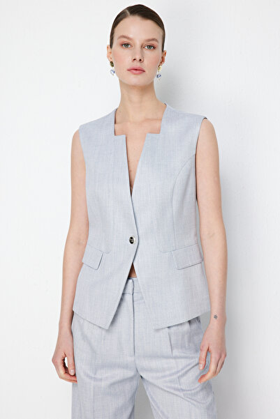 Ekol Glittery Fabric Ornament Pocket Detail Vest