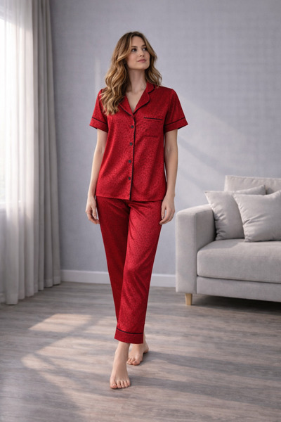 Clyfora Modal Satin Leopard Pajama Set