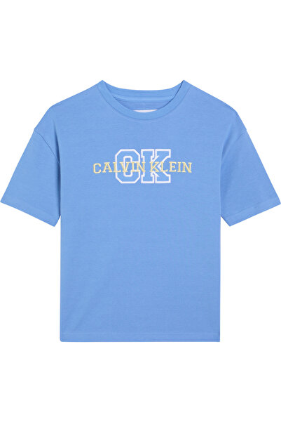 Calvin Klein Boy's Varsity Logo Ss Blue T-Shirt