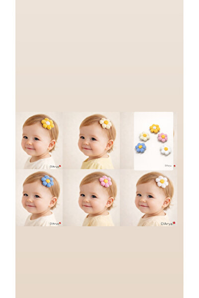 Darya Dd762 Pastel Color Knitted Daisy Hair Clip (4 cm) Baby Kids