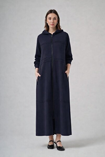 Nurcan Çetin 26905 Yatay Kalın Biye Detaylı Kapşonlu Ferace