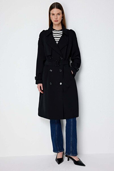 Ekol Beli Kuşaklı Omzu Apoletli Trençkot