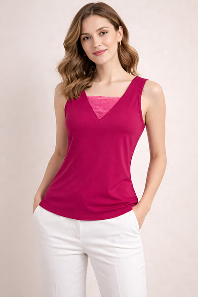 BLOUSE Zarif V Yaka File Detaylı Kadın Bluz