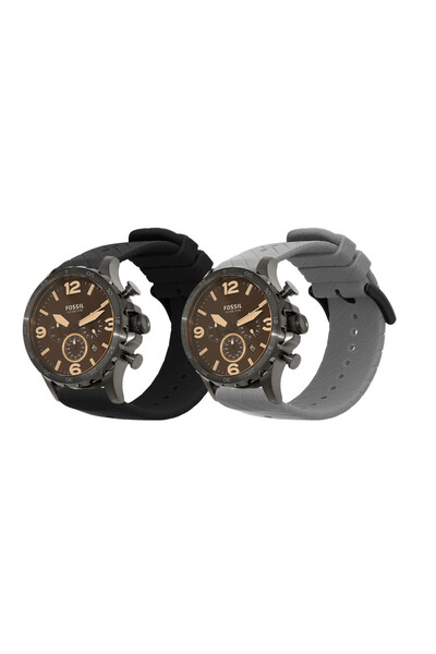 KWmobile Set de 2 curele pentru ceas Fossil Q Machine, negru/gri, silicon, KW...