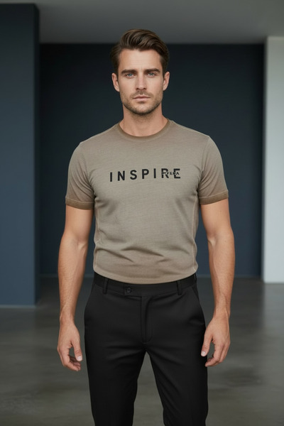 Piyera تي شيرت رجالي من قماش جيرسيه مطبوع من Inspire، تي شيرت رجالي صيفي من ا...