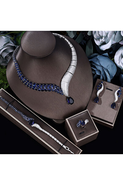 jewelrystore طقم زفاف مذهل بلونين من الزمرد الأبيض والزركونيا المكعبة على شكل...