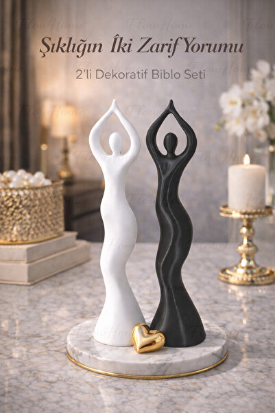 Flow Home Dekoratif 2'li Dans Eden Kadın Modern Heykel Biblo Salon Masa Üstü ...