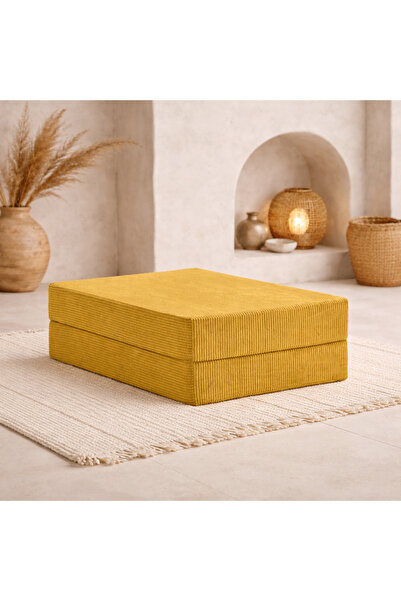 DECHOME 80x80 Modüler Puf | Fitilli Kadife | 36 cm Yükseklik | Orta Sert Süng...