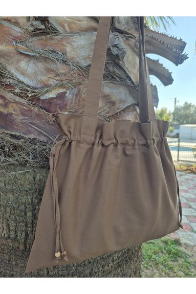 Handream Brown Duck Fabric Lining/ B Ruched Shoulder Bag Bag I