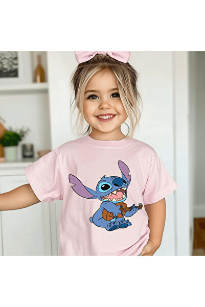 Kartier Pink Stitch Ukulele Kids T-Shirt