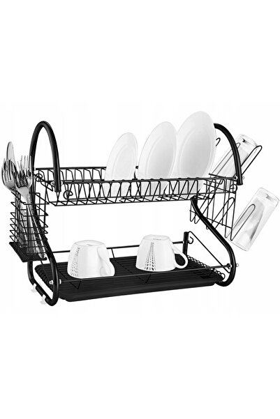 Aptel Dish drainer, 2 levels, stainless steel, black, 25x40x37 cm