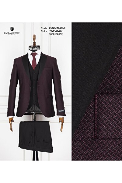 FABIO CASSEL Erkek Slim Fit Damatlık Takım Elbise – Düğün İçin Özel Tasarım