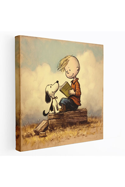 Popcas Vintage Snoopy Kitap Kapağı Kanvas Tablo Duvar Sanatı