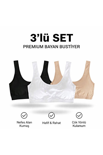 woan Women's Sports Bustier 3-Pack Thick Straps Cropped Tank Tops Black White...
