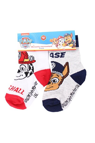 PAW PATROL Set 2 sosete, Chase si Marshal, alb cu gri