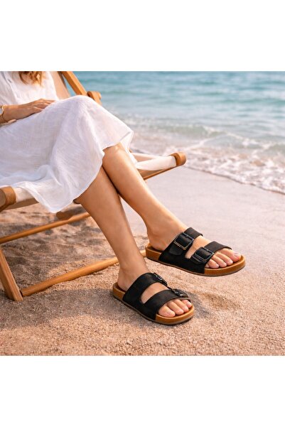 Look Life LL-S962-001 Черни унисекс сандали с две катарами, подходящи за ежед...