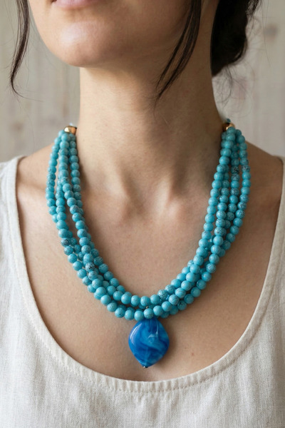 PETEK AKSESUAR قلادة متعددة من خرز ألاكاتي من الأكريليك