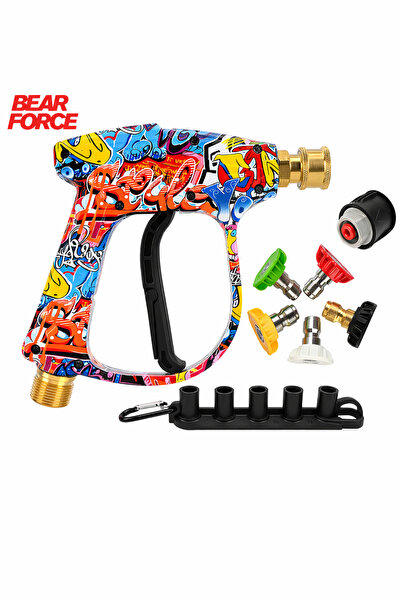 ROBEVE Bear Force Lavor İle Uyumlu Araç Yıkama Tabancası 5li Nozzle Set ve Ke...