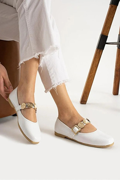 ONEGİYER Daily Women's Ballerina Shoes Adjustable Buckle Lightweight Design C...