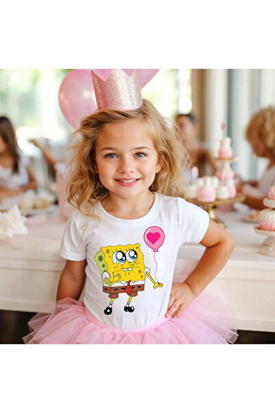 Kartier Tricou Copil Alb Spongebob Heart Balloon