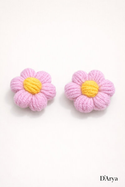 Darya Dd763 Pastel Color Knitted Daisy Baby Hair Clip (4 cm) Baby Kids