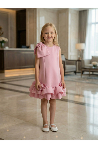 She Dress By Kubra Aksoy Kız Çocuk 23 Nisan Özel Seri Pembe Fiyonk Detaylı Fı...