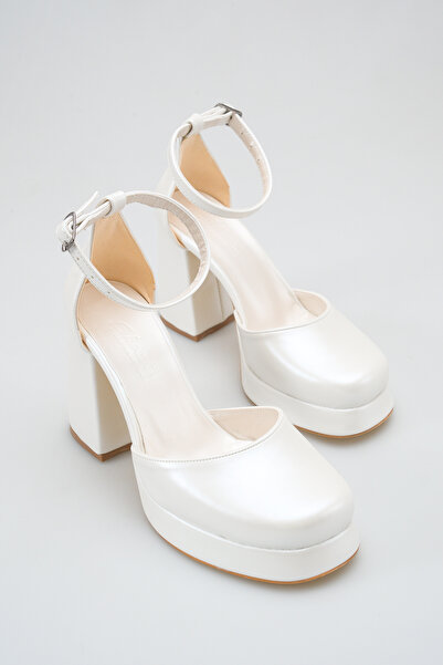 MARSEDO Women's Platform Block Heel Ankle Strap Bridal Shoes White Evening Dr...