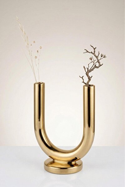 SETABIANCA Ceramic Decorative Vase 17 cm – U Shape Modern Tabletop Decor