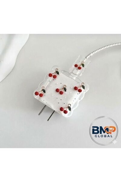 BMP MARKET Cherry Themed Stylish Phone Cable Protector Set 🖤 💖
