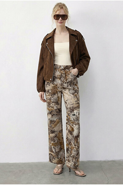 Bianco Lucci Women's Vintage Pattern High Waist Denim Pants Dp251033 60286008