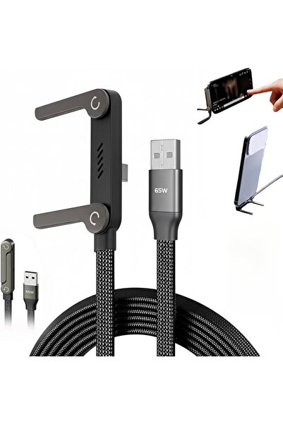 VALA Cablu USB-A la USB-C de 65 W cu suport reglabil pentru telefon