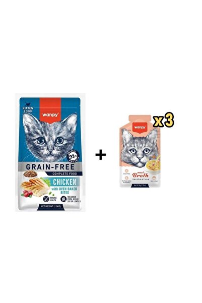 Wanpy Tahılsız Tavuklu Yavru Kedi Maması 1,5 Kg + 3 Adet Somonlu ve Ton Balık...