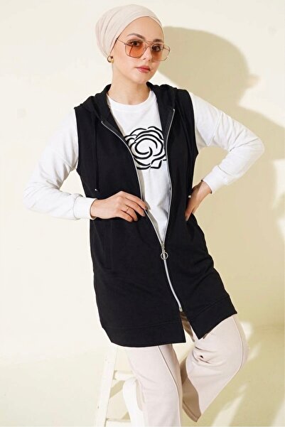 ModaYaren Sweat and Zip-Up Hoodie Vest Compact Combed Cotton Set of 2