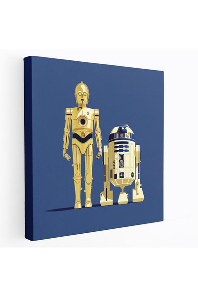 Popcas Star Wars Kanvas Tablo - Minimalist R2-D2 ve C-3PO Duvar Sanatı