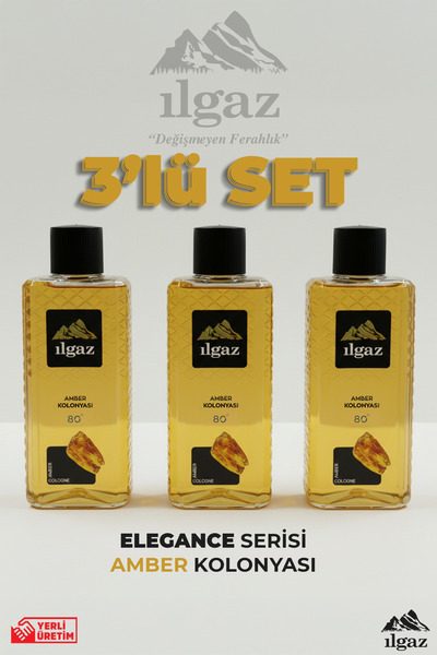 ILGAZ Amber Kolonyası 3'lü Set 80 Derece 400 Ml | Elegance Series