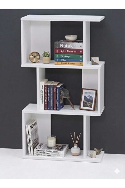 CRAFT HOUSE ART DESIGN Lüks Modern Kitaplık - Dekoratif Beyaz Çok Bölmeli Sal...