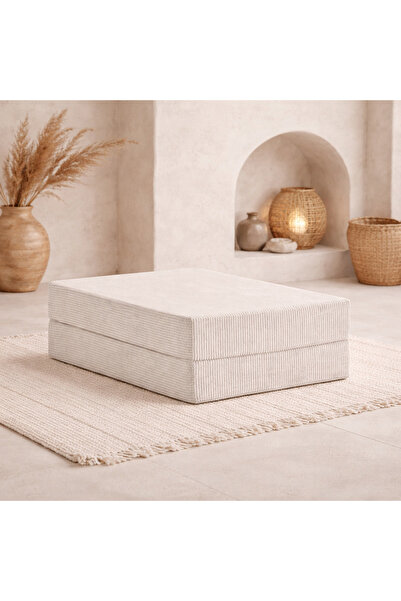 DECHOME 80x80 Modüler Puf | Fitilli Kadife | 36 cm Yükseklik | Orta Sert Süng...