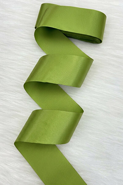 ZEYMERADE Panglică din satin verde măsliniu de 6 cm, cu o singură față, 10 me...